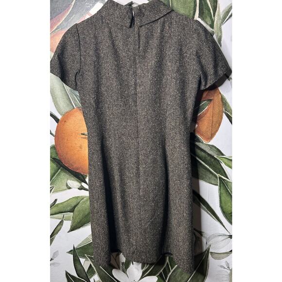 Hobbs London Size 10 Brown Tweed Wool Silk Blend Short Sleeve Dress Back Zip - Picture 6 of 7